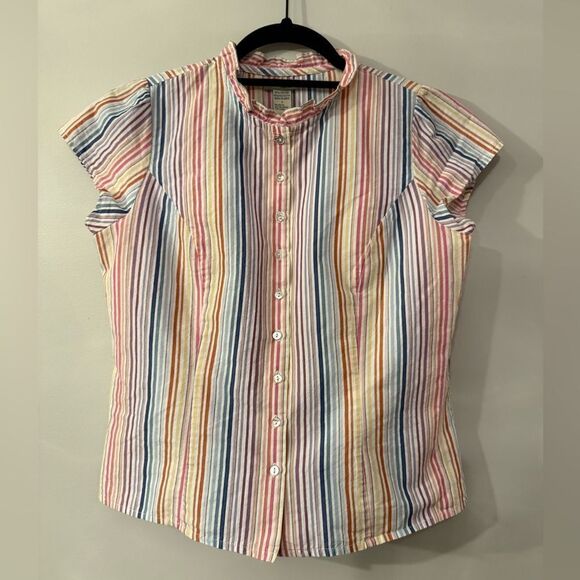 Anthropology Odille Striped Multicolor Button-Up Shirt Size 2 - Picture 1 of 6